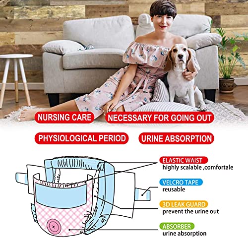 Pet Soft Dog Diapers Female - Disposable Dog Diapers, Cat Diapers For Female Cats, Puppy Diapers With Adjustable Foam Tail Hole 12Pcs (Xs,Pink) #TOP3