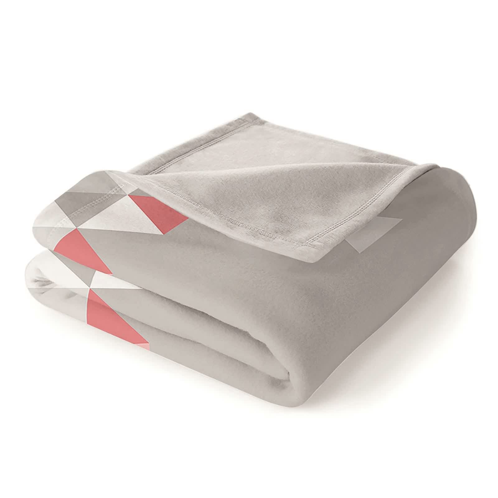 Aeici Koc polarowy, wełniany koc flanelowy 180 x 220 cm geometryczny wzór trójkątny koc na sofę do salonu sofa łóżko
