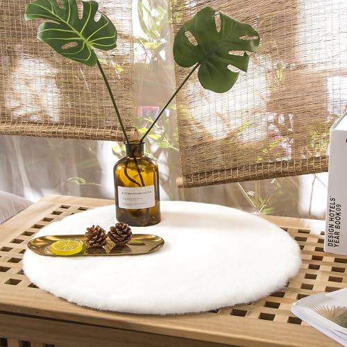 Teppich Wölkchen Fell Rund, Fellteppich Rund, Kunstfell Teppich Waschbar,...