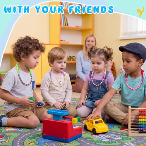 Image of Henoyso 12 Pack Sensory Chew Necklaces Kids Soft Terry Cloth Oral Motor Teething Toys for Boys Girls, Reusable Chewy Jewelry for Focusing & Calming(Twist Style,Bright Color)