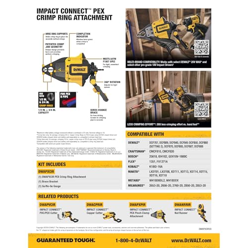 Image of DEWALT DWAPXCIR Impact Connect Pex Crimp Ring Attachment