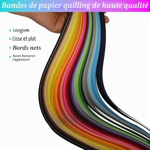 YURROAD Papier Quilling 3/5/7/10 mm, 720 Bandes, 36 Couleurs, 54 cm – vue 4