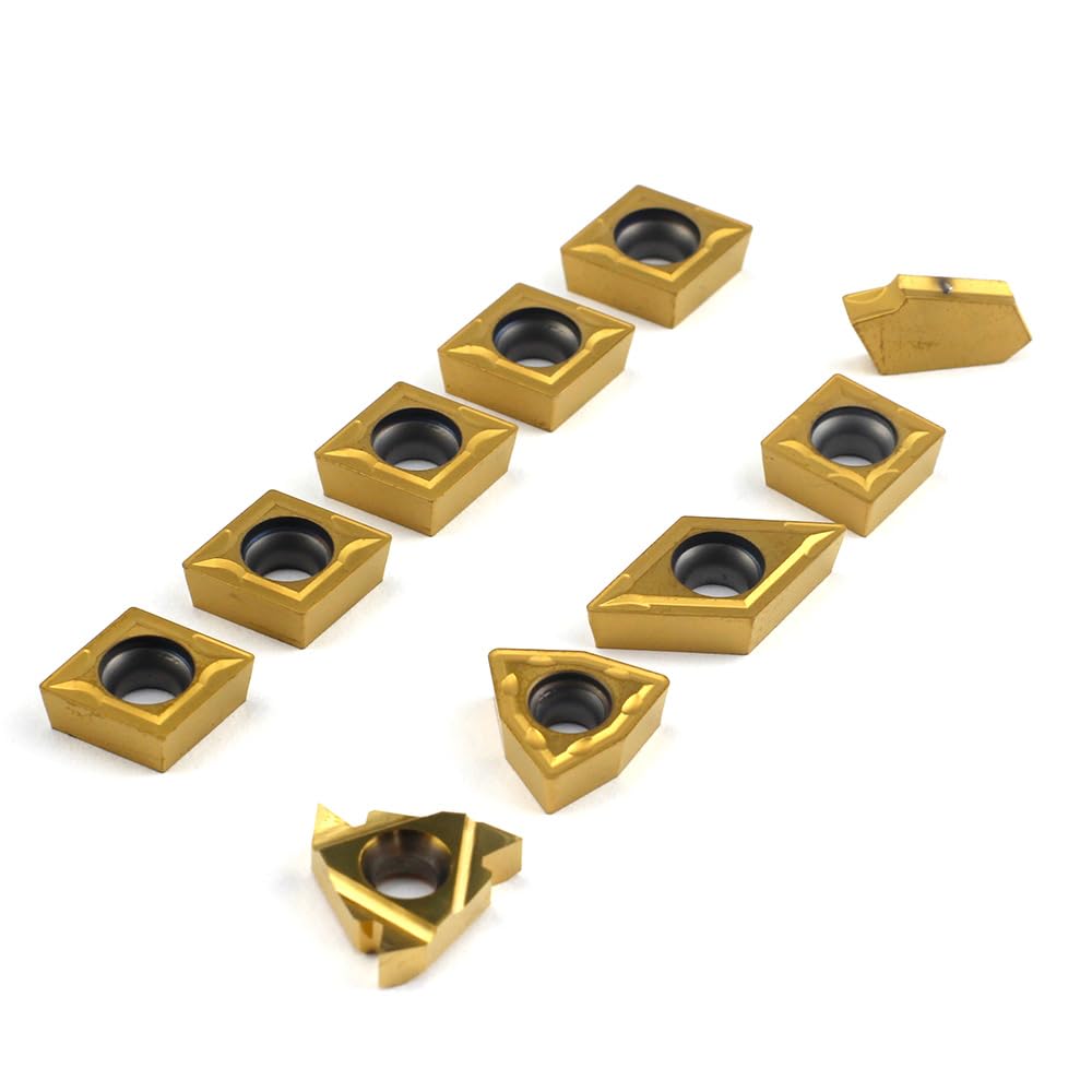 OSCARBIDE Carbide Turning Inserts 10 Pieces/Pack,SCMT09T304,16ER AG60,GTN-3,WCMT06T304,CCMT09T304,DCMT11T304 Carbide Inserts for 5/8" Shank Indexable Lathe Turning Tool Holder