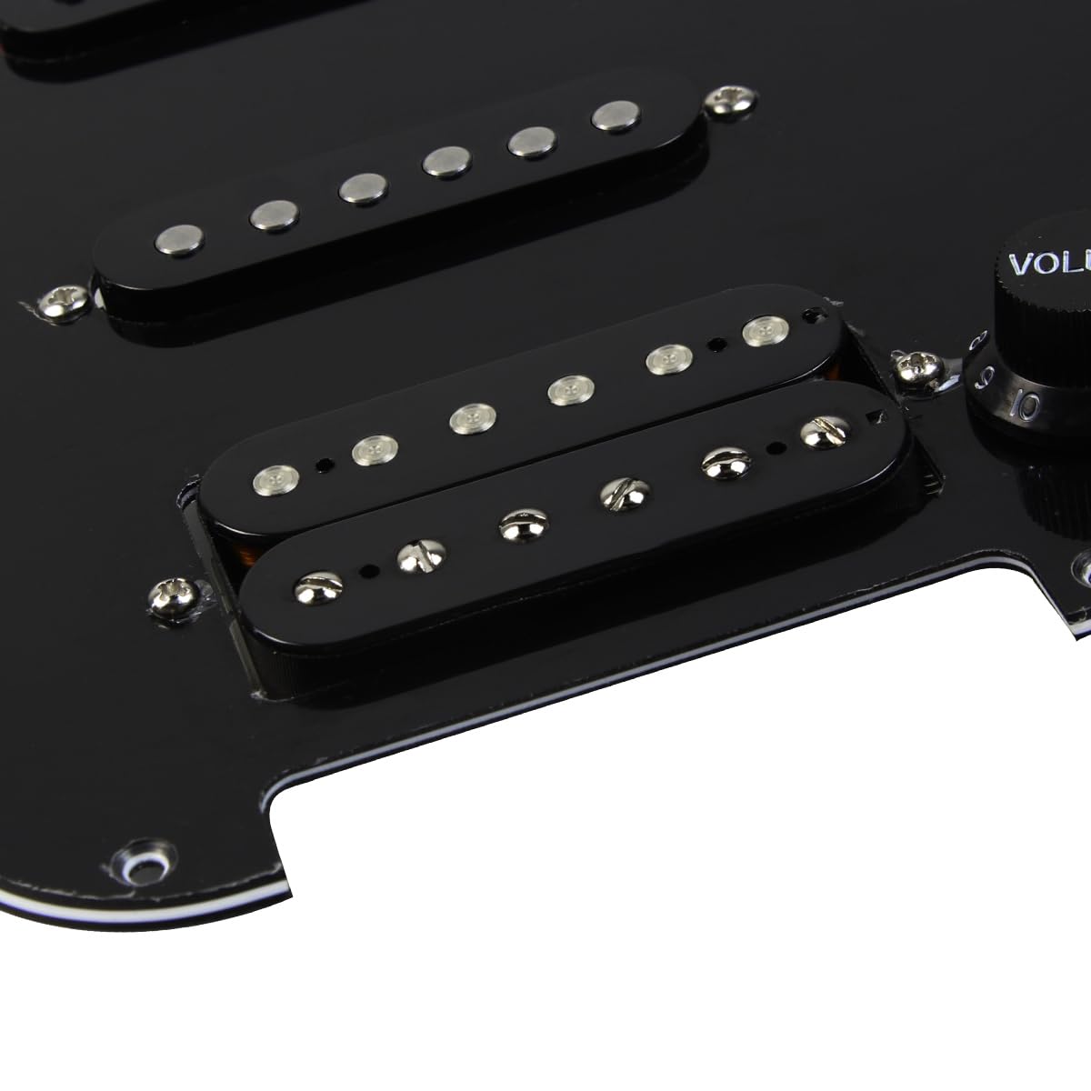 FLEOR Alnico V Geladen Vorverdrahtet Pickguard Satz SSH Alnico Dual Rail Humbucker für ST E-Gitarre Ersatz Schwarz 3-lagig