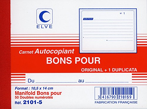 Carnet Bons pour bloc de liasses autocopiantes de comptabilité