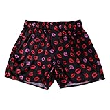 TiaoBug Herren Männer Satin Boxershorts mit Rentier Geweih Muster Weinachten Kostüm Unterhosen kurz Shorts sexy Unterwäsche M-XXL Schwarz L