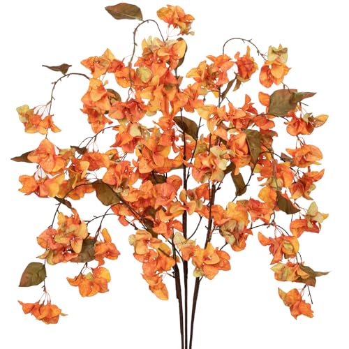 Briful 47 Artificial Bougainvillea Branches Long Stem Artificial Flowers for Tall Vase, 3PCS Bougainvillea Silk Flowers Hanging Artificial Plants for Porch, Window, Wall Decor