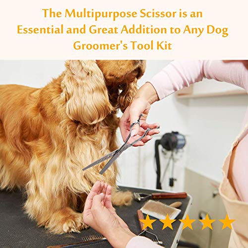 7 Inch Multipurpose Pet Dog Grooming Scissors, Combines Cutting, Thinning, Blending And Texturizing Features, Reversible Pet Trimming Shears For Right Handed Groomers, Jp 440C #TOP5