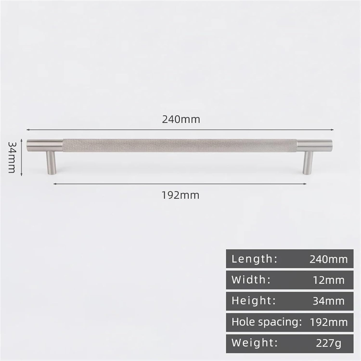 Solid Brass Embossed 500mm Long Handle Drawer T-Handle Cabinet Nickel 1Pcs(8838-192)
