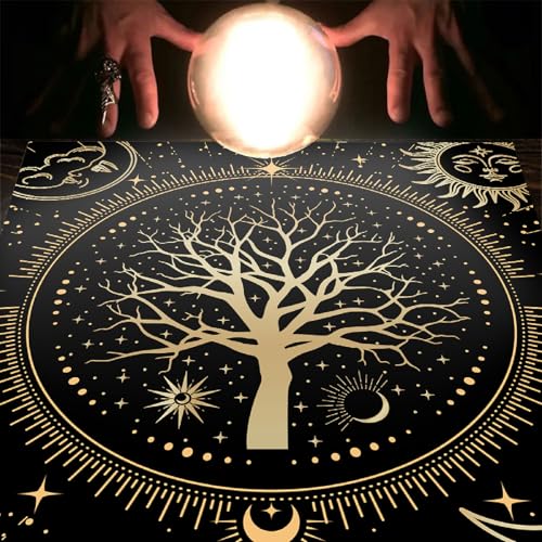 CREATCABIN Nappe D'Autel Arbre de Vie Cartes de Tarot Tapis de Sorcellerie Tapisserie Nappe Rituelle Tissu Spirituel Carré en Velours Art Mural Tissu de Divination pour Sorcellerie Wiccan 50x50cm – vue 6