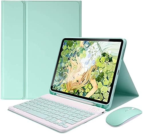 PboyiqiS iPad Air 5 2022/Air 4 2020 Keyboard Case with Mouse Detachable Wireless Bluetooth Keyboard Pencil Holder Slim Leather Smart Cover for iPad Air 10.9" 5th/4th Gen, Purple