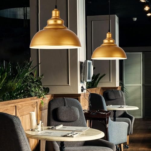 Pendant fer forgé rétro pour salon, suspension industrielle dorée