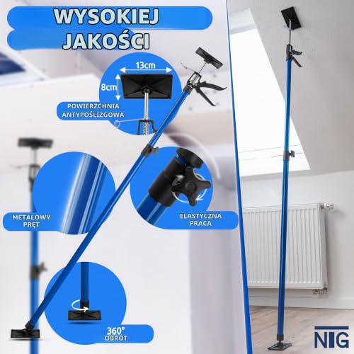 NTG podpora sufitowa jednoręczna | 115-290 cm | Do 30 kg | Kąt 45° | Do zastosowań w suchej budowie, rozbudowie itp. | Podpora montażowa | Podpora sufitowa | Podpora teleskopowa | Podpora sufitowa (2