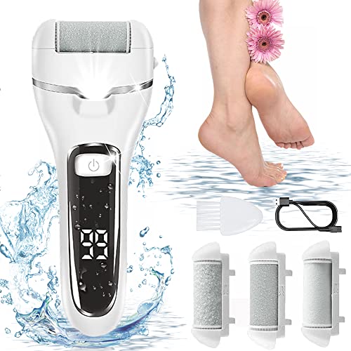 Lima Eléctrica Pedicura,Lima Eléctrica Pies Profesional Impermeable con Iluminación y Pantalla LCD,Lima de Pies con 3 Cabezales de Recambio Quita Durezas para Eliminar de Callos y Las Callosidades