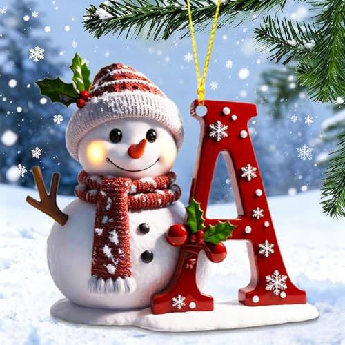 Snowman Christmas Ornaments, Cute Flat Christmas Tree Letter Decoration Snowman Christmas Ornaments, Cute Flat Christmas Tree Letter Decoration