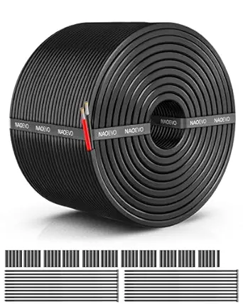NAOEVO 14 Gauge Wire 2 Conductor Electrical Wire, 14 AWG Stranded PVC Cord, 12V Low Voltage/Tinned Copper/Flexible Cable for Automotive Wiring, Lamp Cord, Marine Cable (100FT)