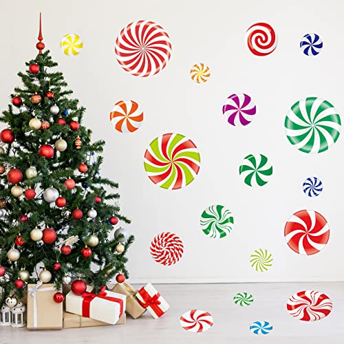 4Sheets Christmas Peppermint Floor Decals Candyland 21Pcs Christmas Decorations Christmas Wall Stickers Christmas Decals for Wall Christmas Candy Stickers for Xmas Candyland Party Decorations