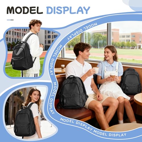 WEPLAN School Backpack Womens School Bags for Teenage Girls Boys Secondary Schoolbag Unisex Casual Daypack College Backpack Laptop Rucksack Bags College Bookbag Lightweight Rucksack Travel Work,Black - Image 6