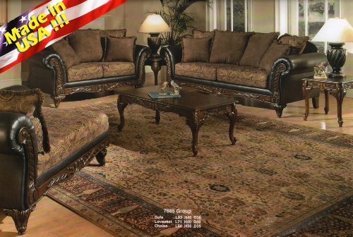 Roundhill San Marino 2-Tone Fabric Sofa & Loveseat LH7685SL