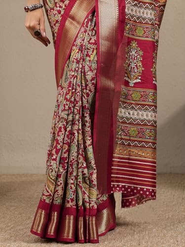 Image of Libas Printed Silk Blend Saree for Women With Unstitched Blouse Piece | Traditional Saree for Festive & Wedding