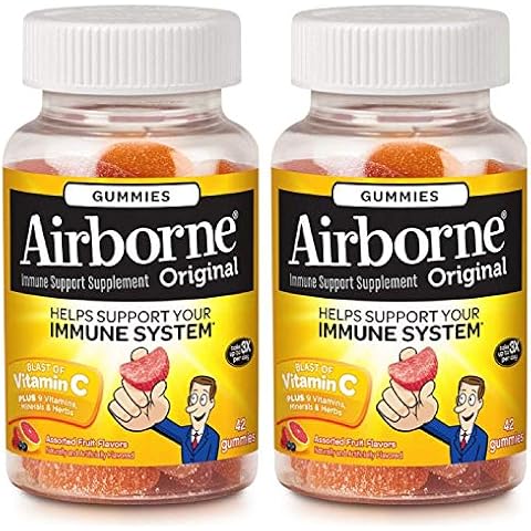 Airborne Assorted Fruit Flavored Gummies,1000mg of Vitamin C and Minerals & Herbs Immune Support 42 ct (Pack of 2) Cover