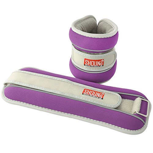 SHOUNg Reflective Ankle/Wrist Weights (1 Pair) with Adjustable Strap for Fitness, Workout, Exercise, Walking, Jogging, Gymnastics, Aerobics and Gym (Purple,...