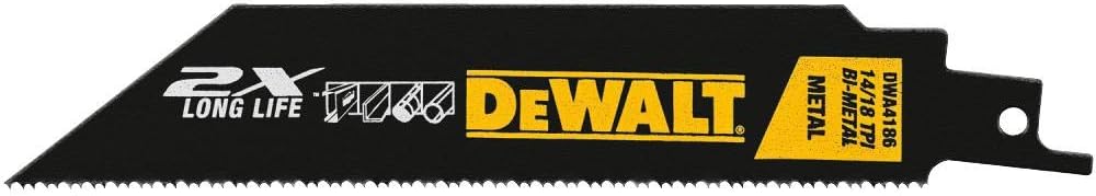 DEWALT 6-Inch Reciprocating Saw Blades, 18 TPI, 5-Pack (DWAR6118)