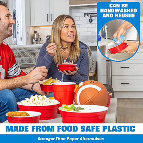 GoBig Red Party Cup Bowls - 50 Small Disposable Plastic Bowls - Thumbnail 5