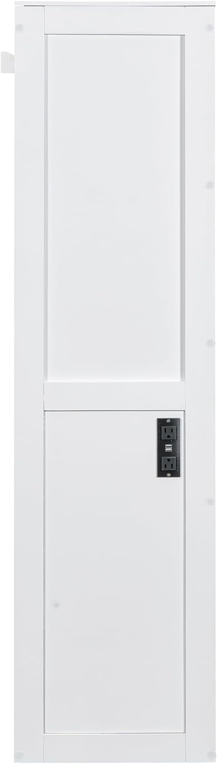 Harper & Bright Designs Full Size Murphy Bed Frame with Charging Station, Wooden Murphy Cabinet Bed, Space-Saving for Living Room, Guest Room, White