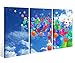 Produktbild Leinwandbild 3 Tlg. Luftballons bunte abstrakte Kunst Leinwand Bild Bilder auf Keilrahmen Holz - fertig gerahmt 9O874, 3 tlg BxH:90x60cm (3Stk 30x 60cm)
