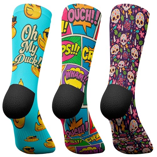 Jungle Socks, Pack de 3 Calcetines Deportivos Divertidos para Crossfit, Gimansio, Ciclismo, Running, Pádel, Halterofilia, Trekking. Cómodos, Resistentes y Sin Costuras. Diseñado en Europa.