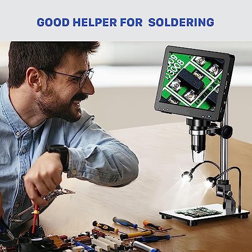 Image of Tobo 7'' Mini HDMI Digital Microscope,1200X Coin Microscope with IPS Screen, 16MP Soldering Microscope with Lights, 8.5'' Long Stand, View Entire Coin, Compatible with PC /TVTD-1016IM.