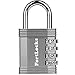 FortLocks Padlock - 4 Digit Combination Lock for Gym Outdoor & School Locker, Fence, Case & Shed - Heavy Duty Resettable Set Your Own Combo - Waterproof & Weatherproof (Silver, 1 Pack)