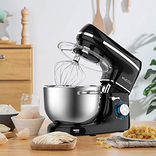 Kuccu Stand Mixer, 6 Qt 660W, 6-Speed Tilt-Head Food Dough Mixer, Kitchen Electric Mixer with Stainless Steel Bowl,Dough Hook,Whisk, Beater, Egg white separator (6-QT, Silver-1) (Renewed)