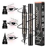 Anglicolor Eyeliner Stamp 2PCS Black Colored Liquid Winged Eyeliner Stamps Makeup Eyeliner Set,Long