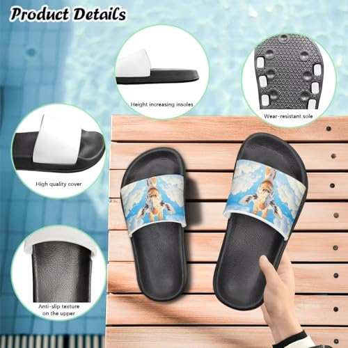 Image of Unisex Slides for Girls Boys Comfortable Slippers Slides Non-slip Shower Shoes House Fashion Thick for Indoor & Outdoor Gifts