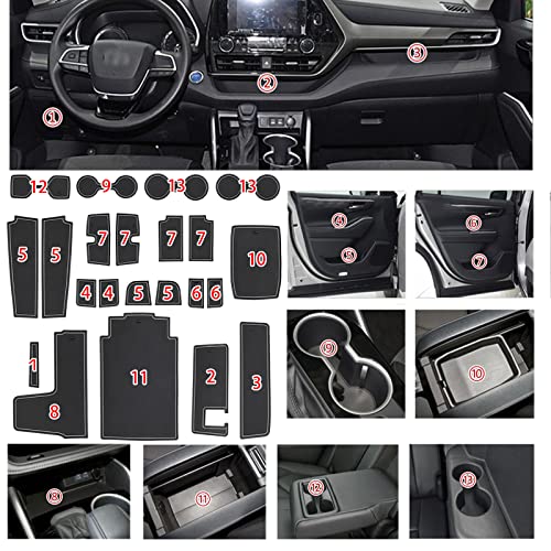 SENSHINE for Toyota Highlander Accessories 2026 2025 2020-2024 Non-Slip Anti Dust Cup Holder Insert Center Console Shifter Trim Door Packet Mats Premium Custom Interior 22PC Set (Bench Seat,Gray Trim) by SENSHINE - Image 6