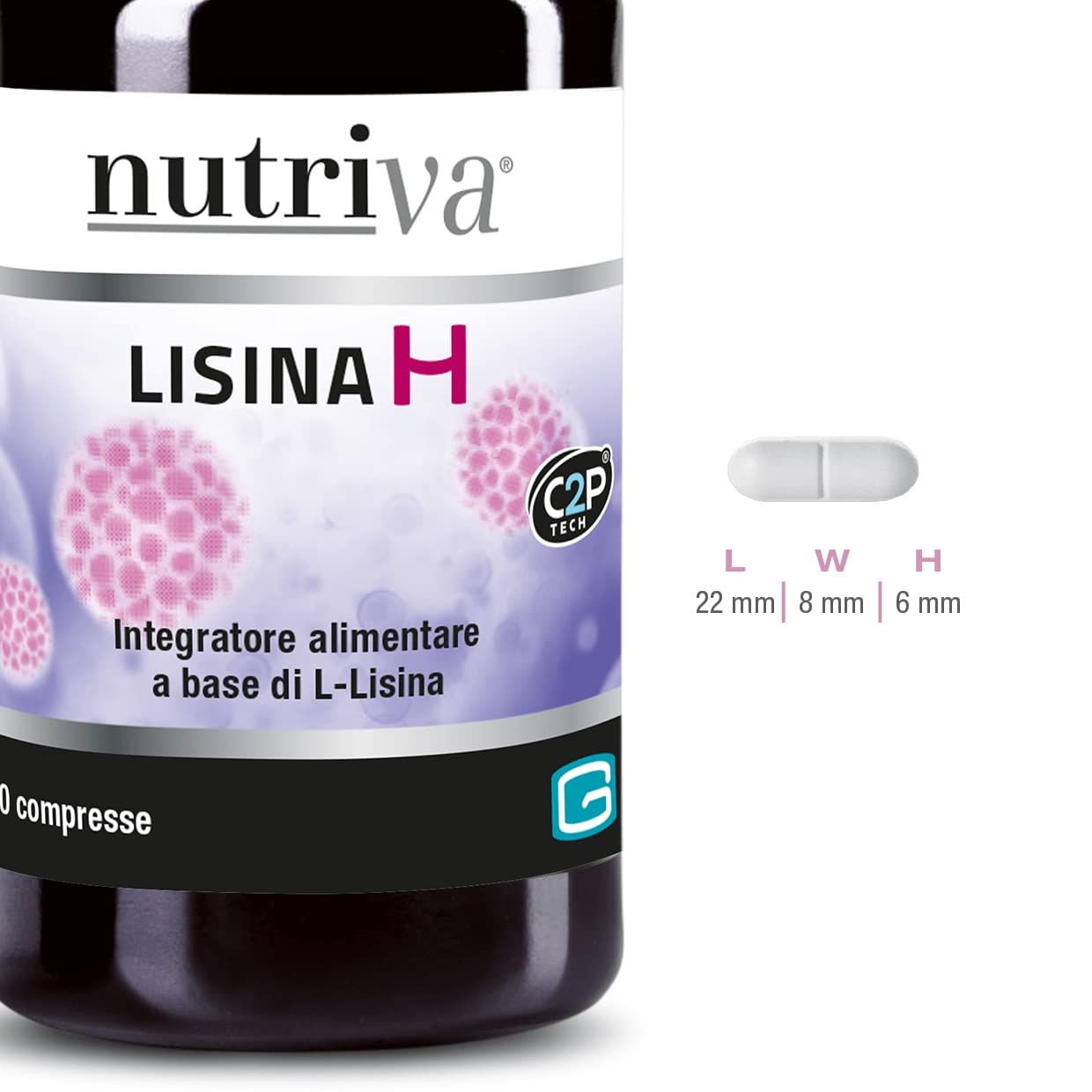 NUTRIVA Lisina H, Integratore Alimentare a base di L-lisina, 60 compresse, utile per supportare le difese immunitarie, vegano.