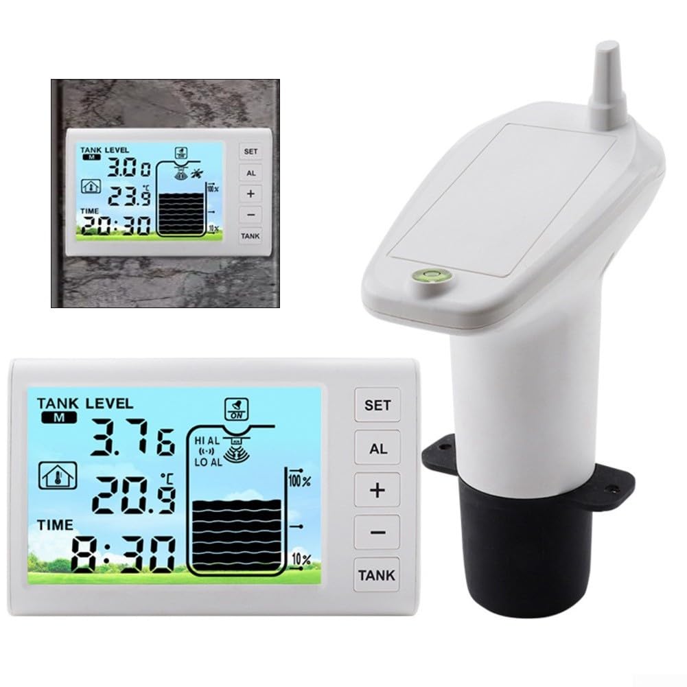 TS-FT005 Moniteur de niveau d'eau sans fil avec écran de 4,3" pour la mesure du niveau du réservoir, contrôle automatique de la pompe et protection IP65 contre les intempéries, 1 à 5 mètres