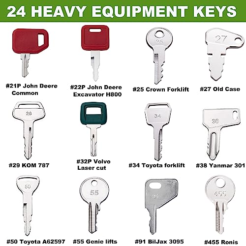Heavy Equipment Keys Master Set, Construction Ignition Key Set Fits Case,Komatsu,Hyster, Cat, JCB, Daewoo, JLG, JD, Forklift, Crown, Volvo, Toyota. Great for Workers and Equipment Opeartors. - Thumbnail 3