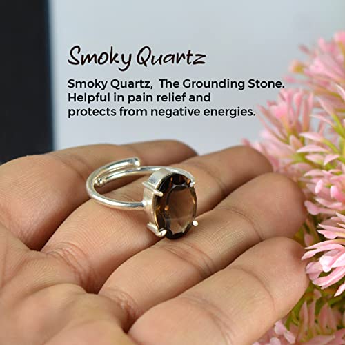 Image of Reiki Crystal Products Certified Natural Gemstone Adjustable Ring, AAA Crystal Ring for Men & Women, Citrine Amethyst Quartz Lapis Onyx Tiger Eye, Reiki Charged Jewellery