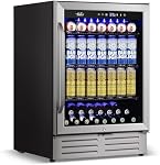 Velivi 24 Réfrigérateur de boissons de pouce, 210 Refroidisseur de boissons sous comptoir, 24" Space Réfrigérateur à bière et boissons avec porte en verre pour la soude, l'eau et le lait - Pour cuisine, bar ou bureau