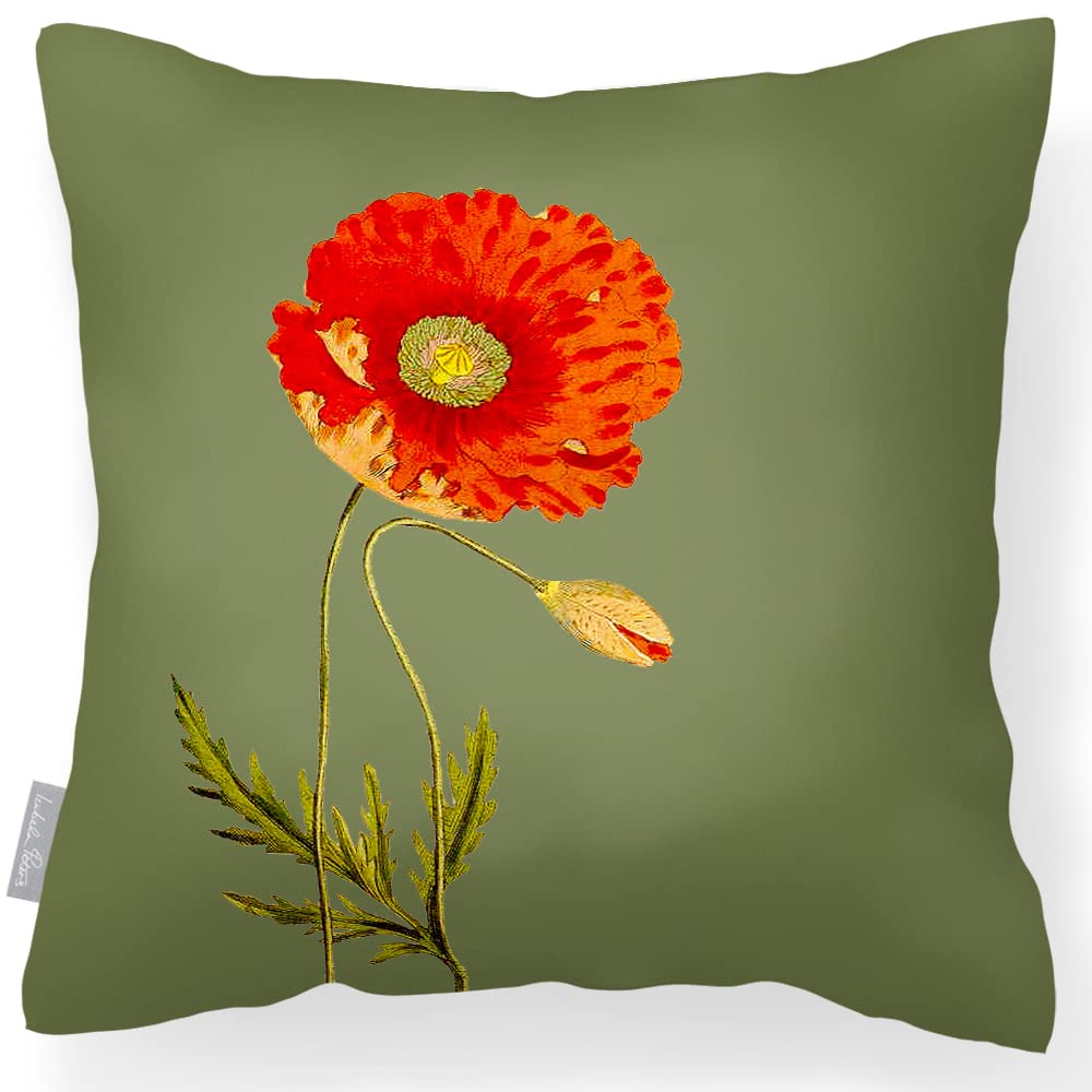 Izabela Peters Outdoor Cushions Waterproof, 43 cm, Filled Outdoor Cushion, Vintage Poppy - Sage, Garden Furniture Cushions, Outdoor Seat Cushions, Garden Chair Cushions — image 1
