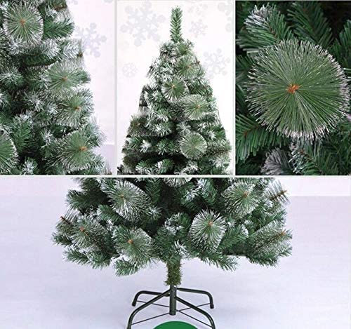 Árbol De Navidad Artificial Blanco Y Verde De 210 Cm - Con Luces LED, Efecto Nieve Y Piñas, Incluye Soporte