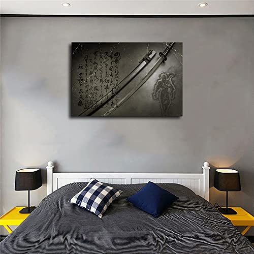 Wallpaper Katana Posters And Prints Retro Wall Art Canvas Painting Abstract Japanese-Style Calligraphy Sword Wall Mural For Living Room Bedroom (Unframed,8X12 Inch?20X30 Cm?) #TOP5