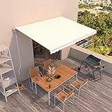 Catherinol Gelenkarmmarkise Automatisch, Seitenmarkise, Markisen, Gelenkmarkise, Markise Balkon, Sonnenschutz Balkon, Terrasenüberdachungen, Balkon überdachung, 400x350 cm Creme