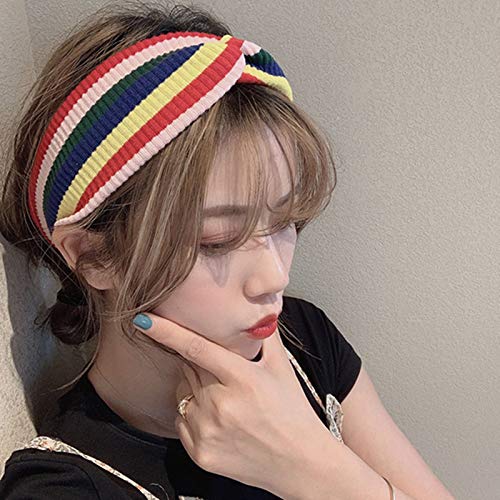5 Pack Women's Boho Headbands for Women Girls Wide Bohemian Knotted Yoga Headband Head Wrap Hair Band Elastic Hair Band Accessories for girl(E) - Thumbnail 5