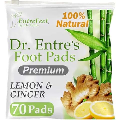 Dr. Entre's Foot Pads Lemon & Ginger to Feel Better, Sleep Better & Relieve Stress, Foot Patches | 70 Pack Cover