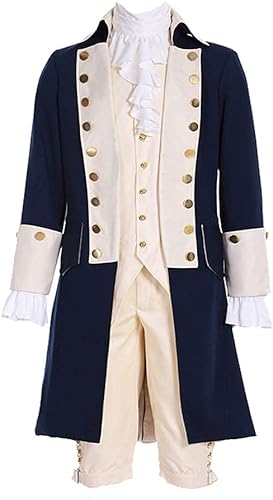 Disfraz militar colonial de Hamilton para hombre, chaqueta azul de Hamilton Alexander Hamilton Musical