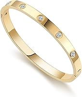 RIMRIVA 18K Gold-Plated Stainless Steel Bangle Bracelet for Women - Friendship Love Jewelry, Birthday Gifts, Stackable Bangles